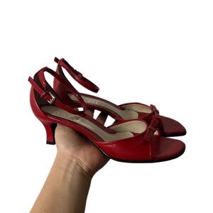 Red Franco Sarto peep toe kitten heel